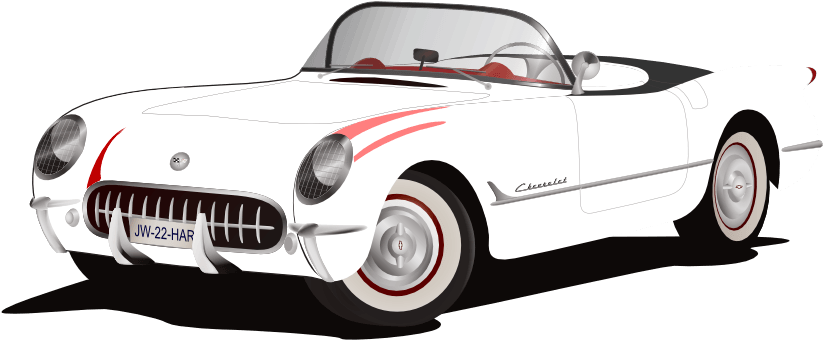 Corvette Cliparts Png - Classic White Convertible Ford Thunderbird Iphone 4 (999x772), Png Download