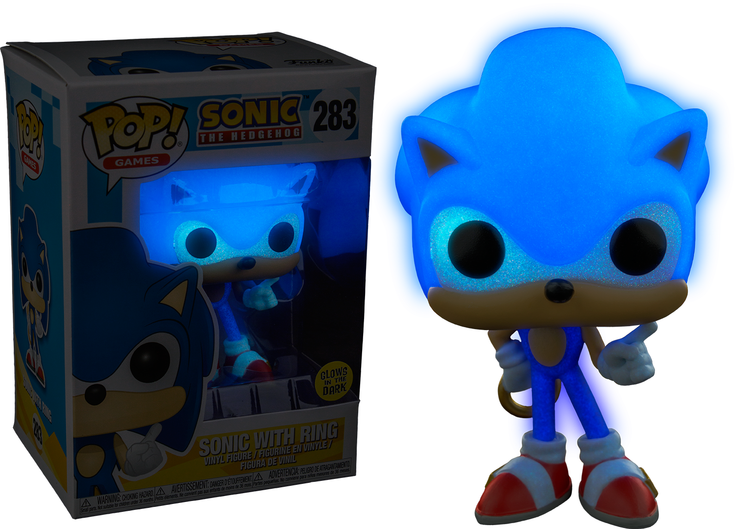 Sonic - Sonic Glow In The Dark Pop (1500x1077), Png Download