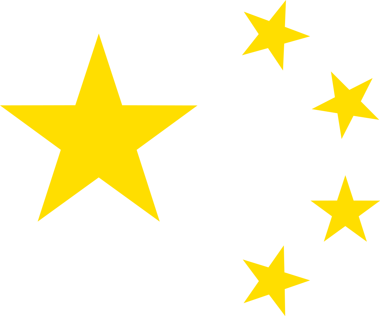 Stars Of China - Chinese Flag Yellow Stars (1233x1024), Png Download