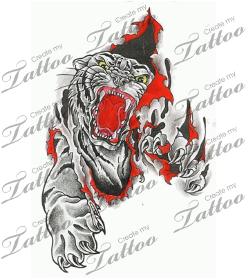 Marketplace Tattoo Tiger Tearing Flesh - Tiger Ripping Outta Skin (400x400), Png Download