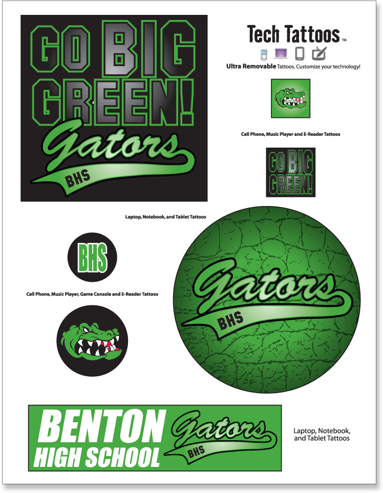 Stickers For Mobile Devices And Laptops - 1480-4w - Tech Tattoost 7" X 11" Full Color (1000x1000), Png Download