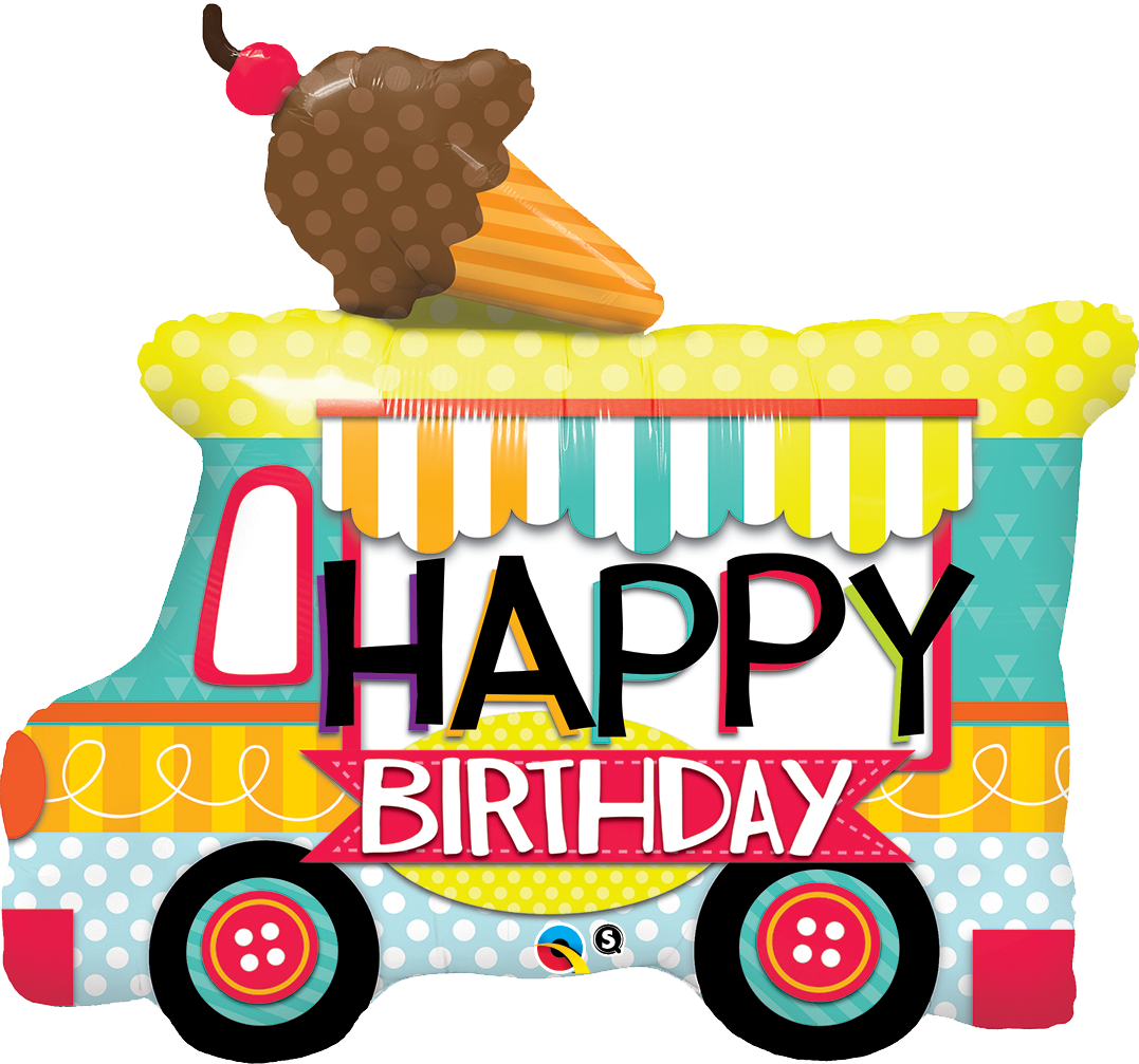 Ice Cream Truck Birthday Balloon - Birthday Ice Cream Truck (1077x1007), Png Download