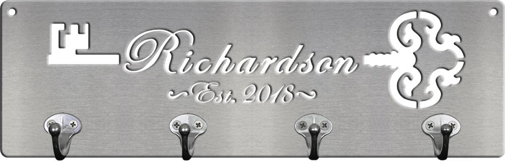 Family Name Key Rack With Vintage Key & Cursive Font - Drop (1000x326), Png Download