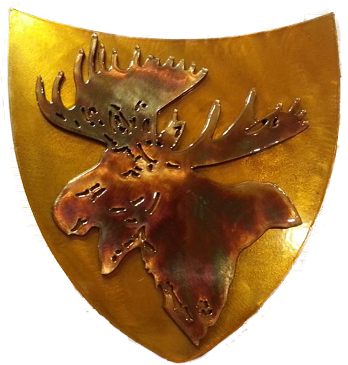 Antiqued Moose On Gold Shield Background - Shield (960x720), Png Download