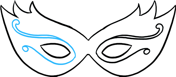 How To Draw Mardi Gras Mask - Drawing (680x678), Png Download
