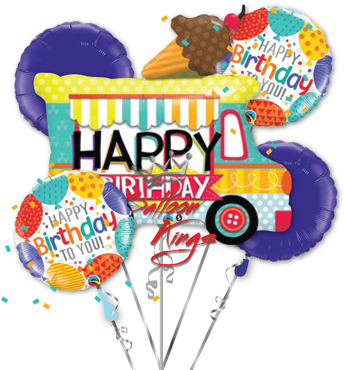 Hb Ice Cream Truck Bouquet - Qualatex 36 Inch Supershape Foil Balloon - Birthday (1280x1280), Png Download