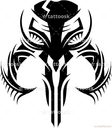 Star Wars Mandalorian Skull ❥❥❥ Http - Tribal Star Wars Tattoo (395x450), Png Download
