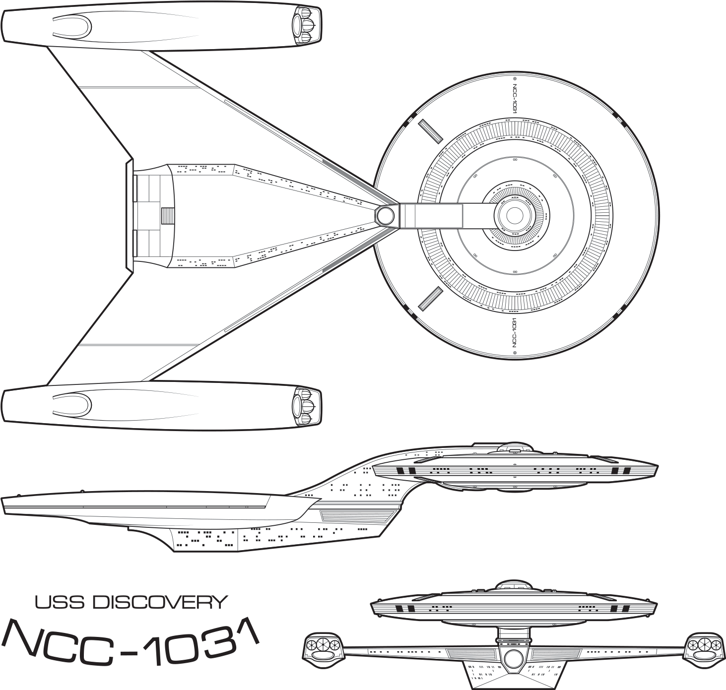 [ Img] - Star Trek Uss Discovery Blueprint (1500x1429), Png Download
