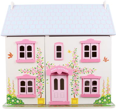 Heritage Playset Rose Cottage - Bigjigs Toys Rose Cottage Dollhouse - Jt101 (400x400), Png Download