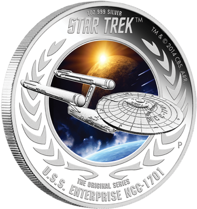 2015 1oz Silver Proof Coin - 1 Oz 2015 Star Trek Uss Enterprise Ncc-1701-d Silver (401x420), Png Download