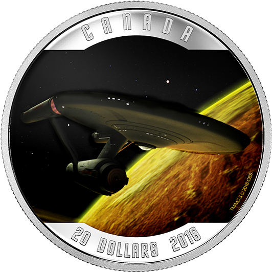 Pure Silver Coloured Coin Star Trektm - 1 Oz Pure Silver Coloured Coin Star Trektm Enterprise (570x570), Png Download
