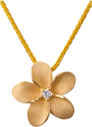 Denny Wong 13mm 14k Yellow Gold Plumeria Slide Pendant - Jewellery (600x450), Png Download