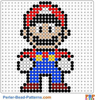 Perler Bead Pattern Super Mario - Mario Perler Beads Pattern (350x350), Png Download
