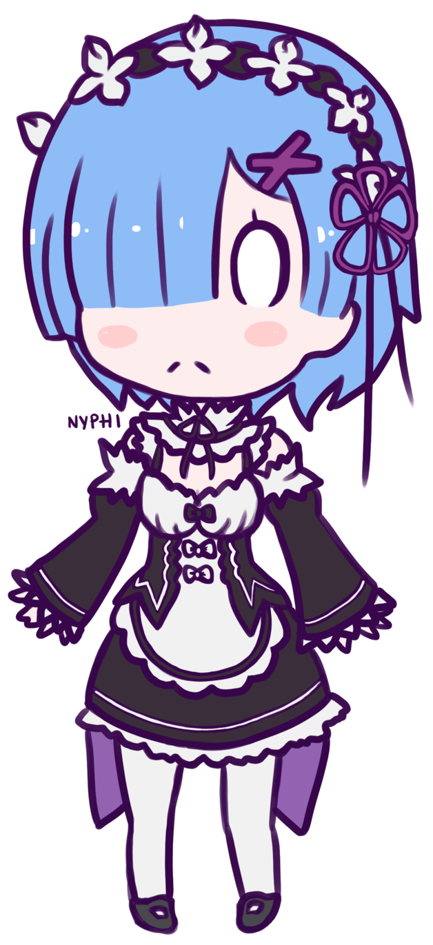 Chibi Rem By Nyphi-dae3j6n - Chibi (900x1526), Png Download