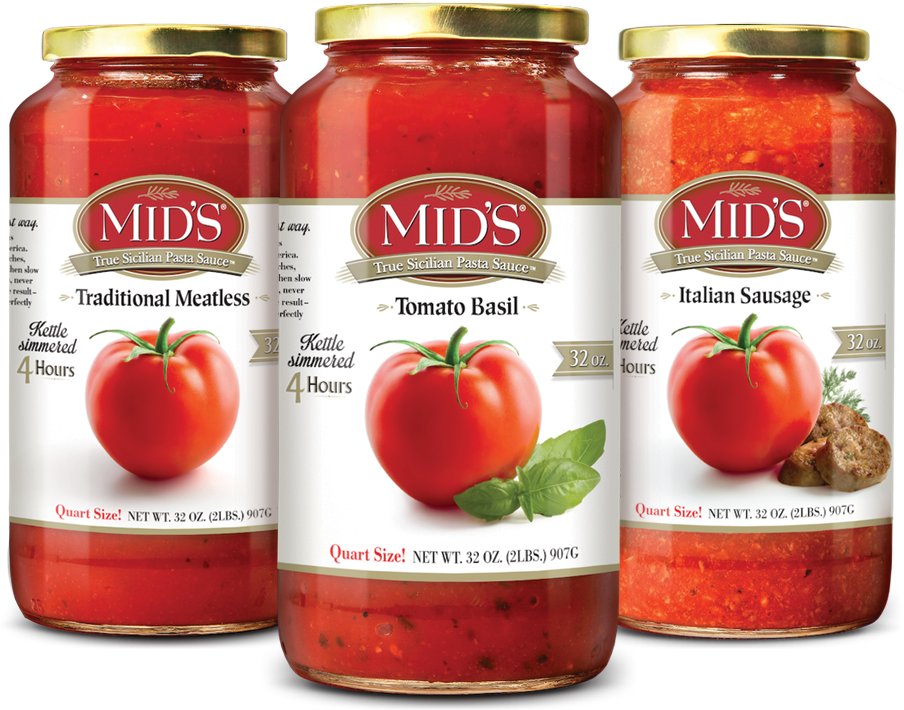 View All Sauces - Mids Pasta Sauce, Tomato Basil - 32 Oz Jar (921x742), Png Download