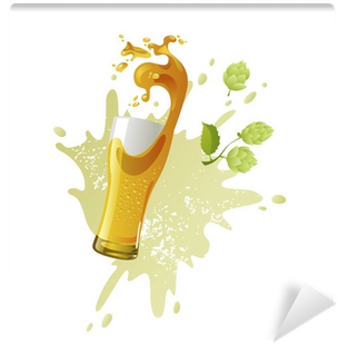Frosty Glass Of Light Beer With Splash On White Background - Beer (400x400), Png Download