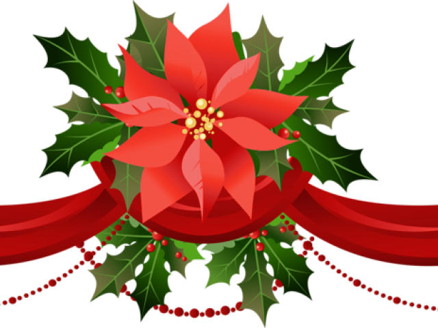 Poinsettia Clipart Shradhanjali - Transparent Background Christmas Garland (640x480), Png Download
