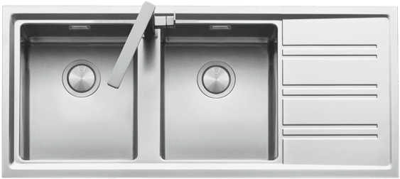 Barazza Barazza-easy Easy Double Bowl & Drainer Kitchen - Double Undermount Sink With Drainer (600x600), Png Download