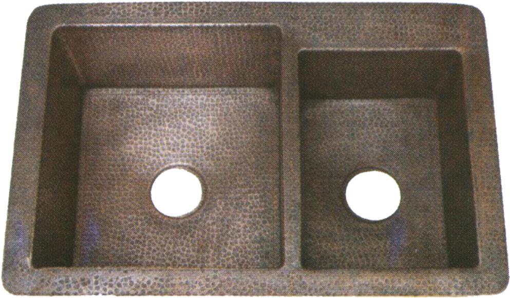 Copper Potter Hammered Undermount Kitchen Sink Double (1000x595), Png Download