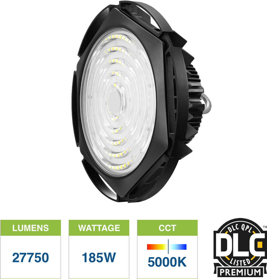 Waterproof Ufo 185-watt Black 5000k 27750 Lumens Ip65 - Hyperikon Led Troffer Panel 1x4 Ft, Dlc 4.0 Qualified (1024x1024), Png Download