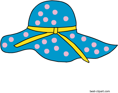 Blue And Pink Summer Hat With Poka Dots Clip Art - Blue (450x450), Png Download