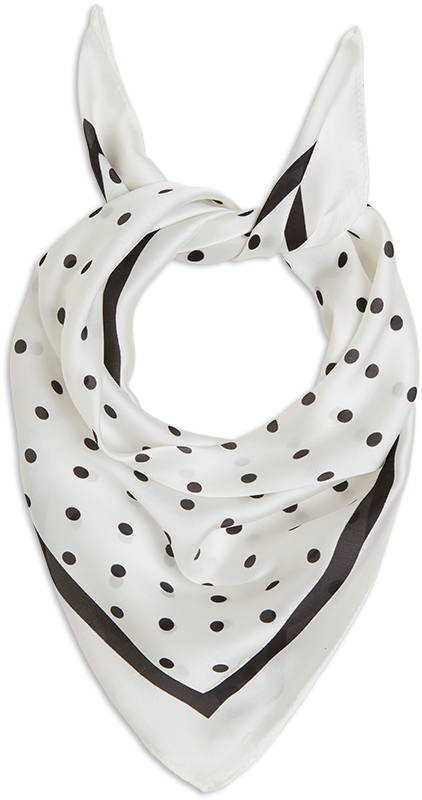 Satin Scarf With Dots Black - Polka Dot (888x888), Png Download