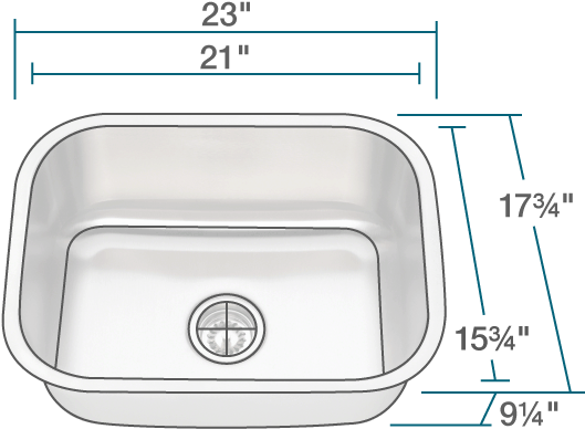 Single Kitchen Sink Sizes Undermount Kitchen Sink Sizes - Mr Direct 2318 Single Bowl Stainless Steel Kitchen (600x480), Png Download