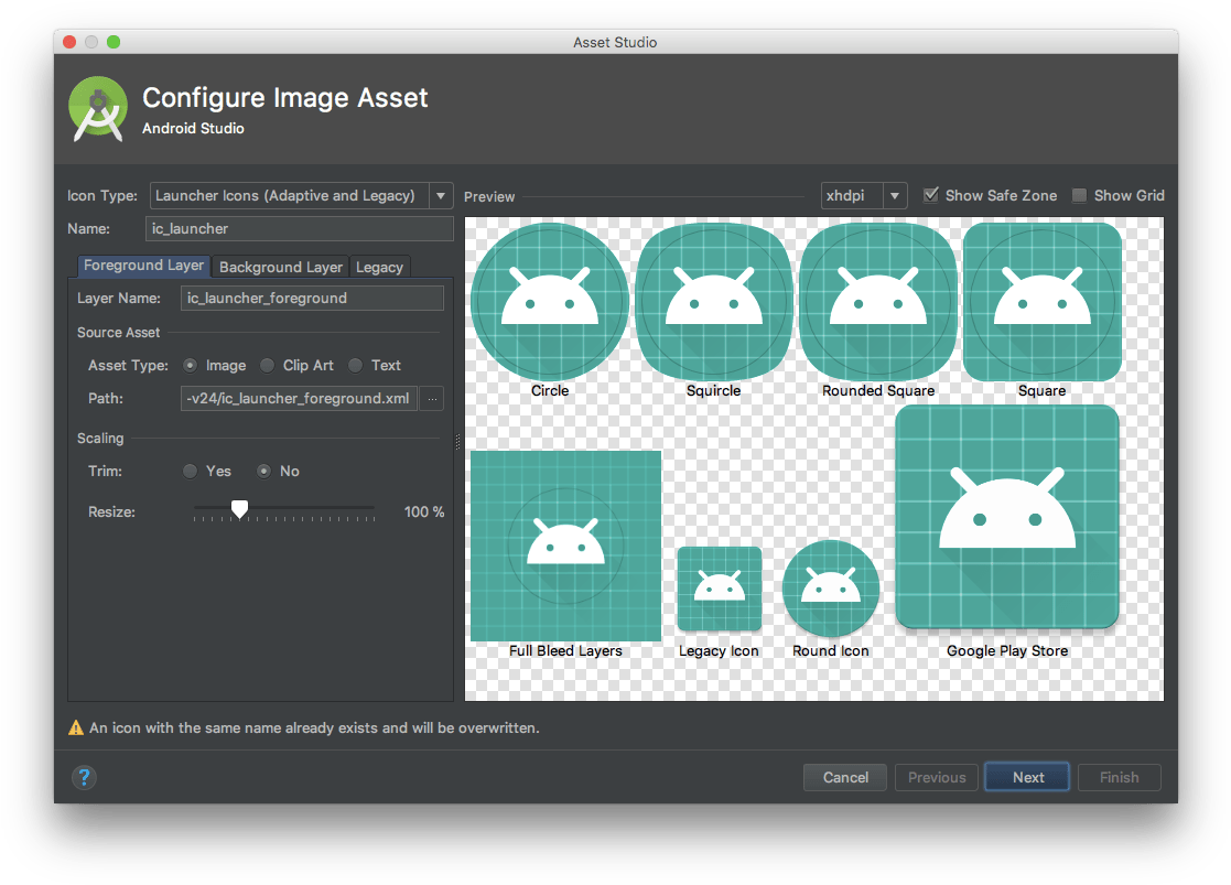 Make Sure That Launcher Icons Is Selected As Icon Type - Adaptive Icon Android Unity (1132x814), Png Download