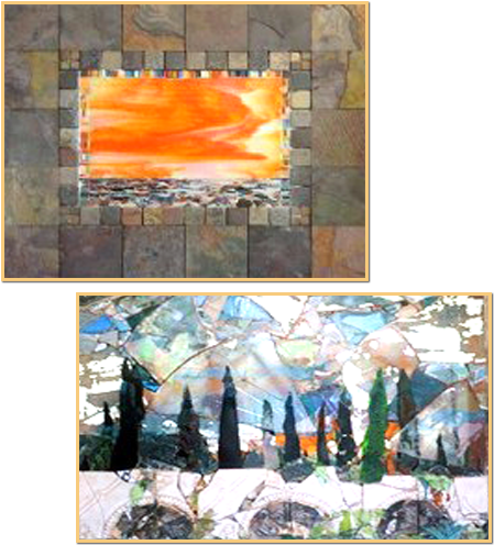 Seawindow And Italian Landscape - Painting (457x501), Png Download