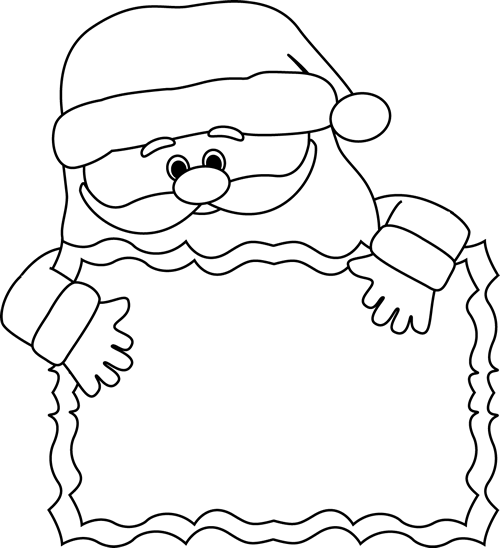 Black And White Santa Sign Clip Art - Clip Art Christmas Black And White (500x548), Png Download