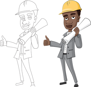 Architect Man Construction Engineer Archit - Draw A Architect Man (353x340), Png Download