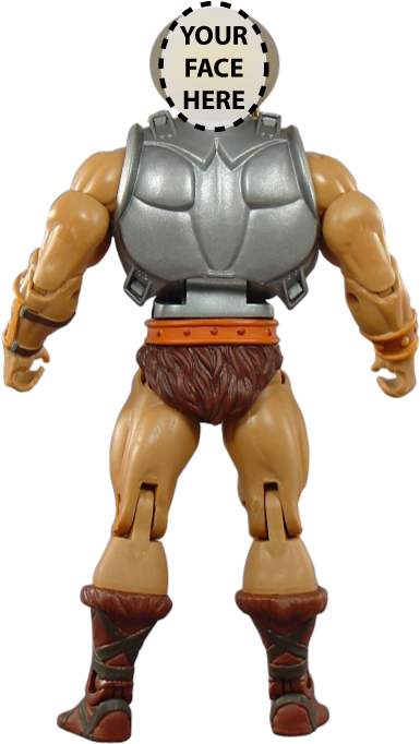 Heman 6" All-vinyl Figure With Your Face On It - He-man (397x689), Png Download