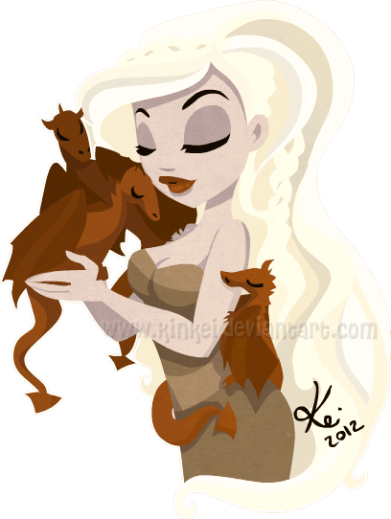 Daenerys Art - Cartoon Game Of Thrones Dragon (391x519), Png Download