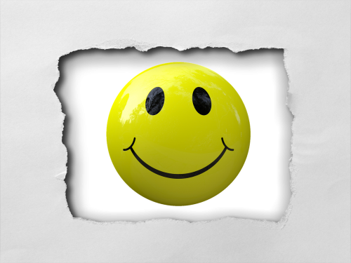 Yellow Smile Face On White Mugs (500x375), Png Download