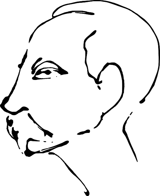 Profile, Human, Face, Head, Moustache - Drawing (523x640), Png Download