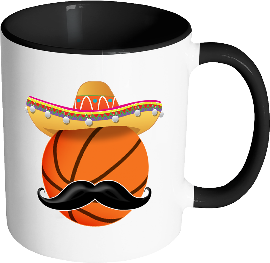Funny Basketball Mustache Mexican Sport - Birthday Cup For Wife (1024x1024), Png Download