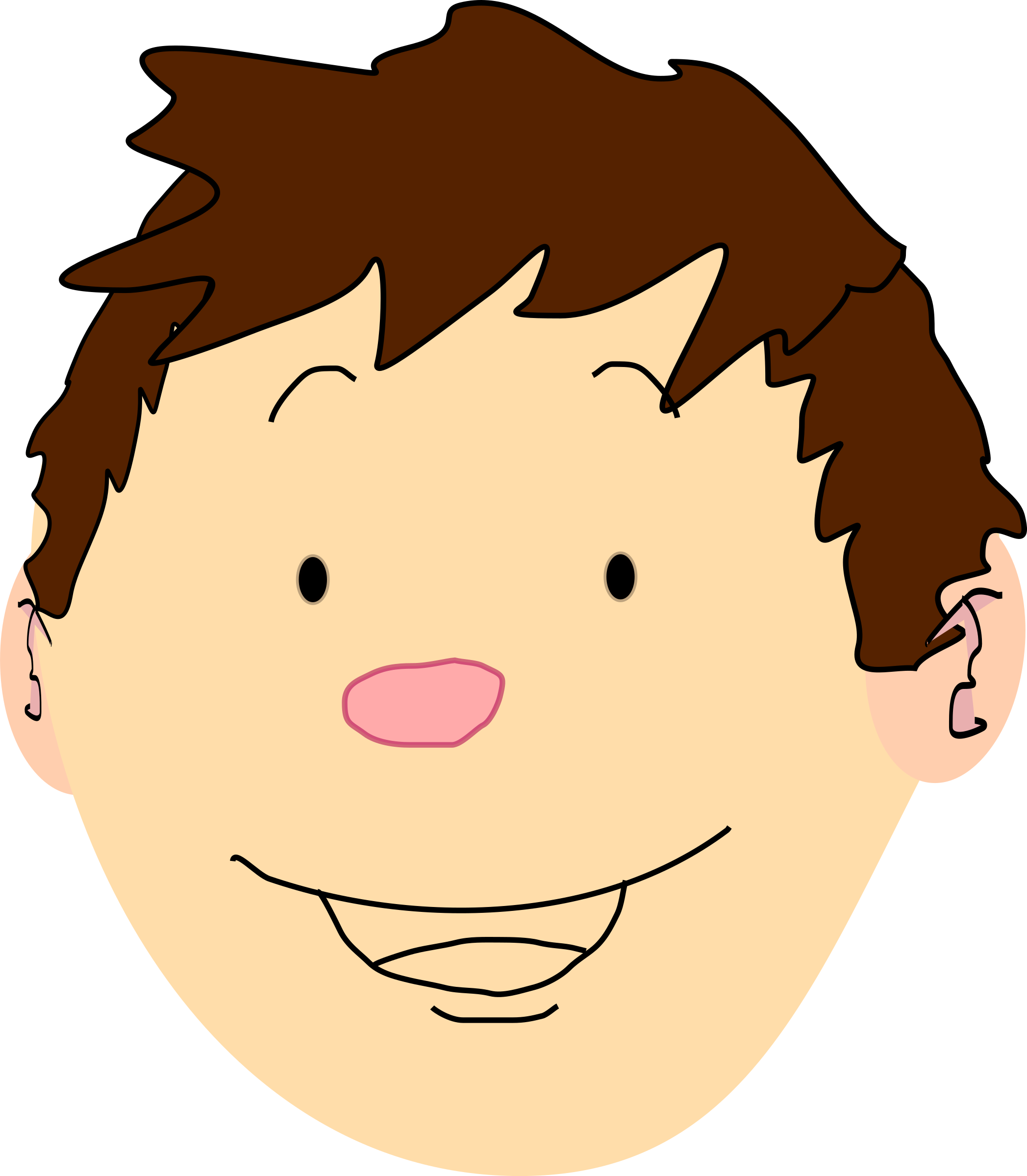 Brown Hair Clipart Boy Head - Boy Brown Hair Cartoon (2095x2400), Png Download