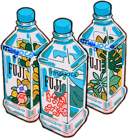 Aesthetic Bottles Water Fuji Aes Tumblr Anime Retro - Water Bottle Tumblr Png (414x447), Png Download