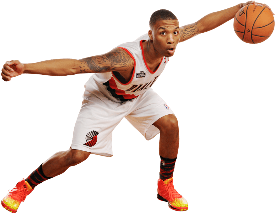 Damian Lillard Arms Spread - Autographed Damian Lillard Portland Trail Blazers 16x20 (1024x682), Png Download
