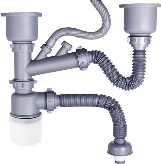 Submarine Sink Double Tank Water Pipe Fittings Kitchen - Sink (594x605), Png Download