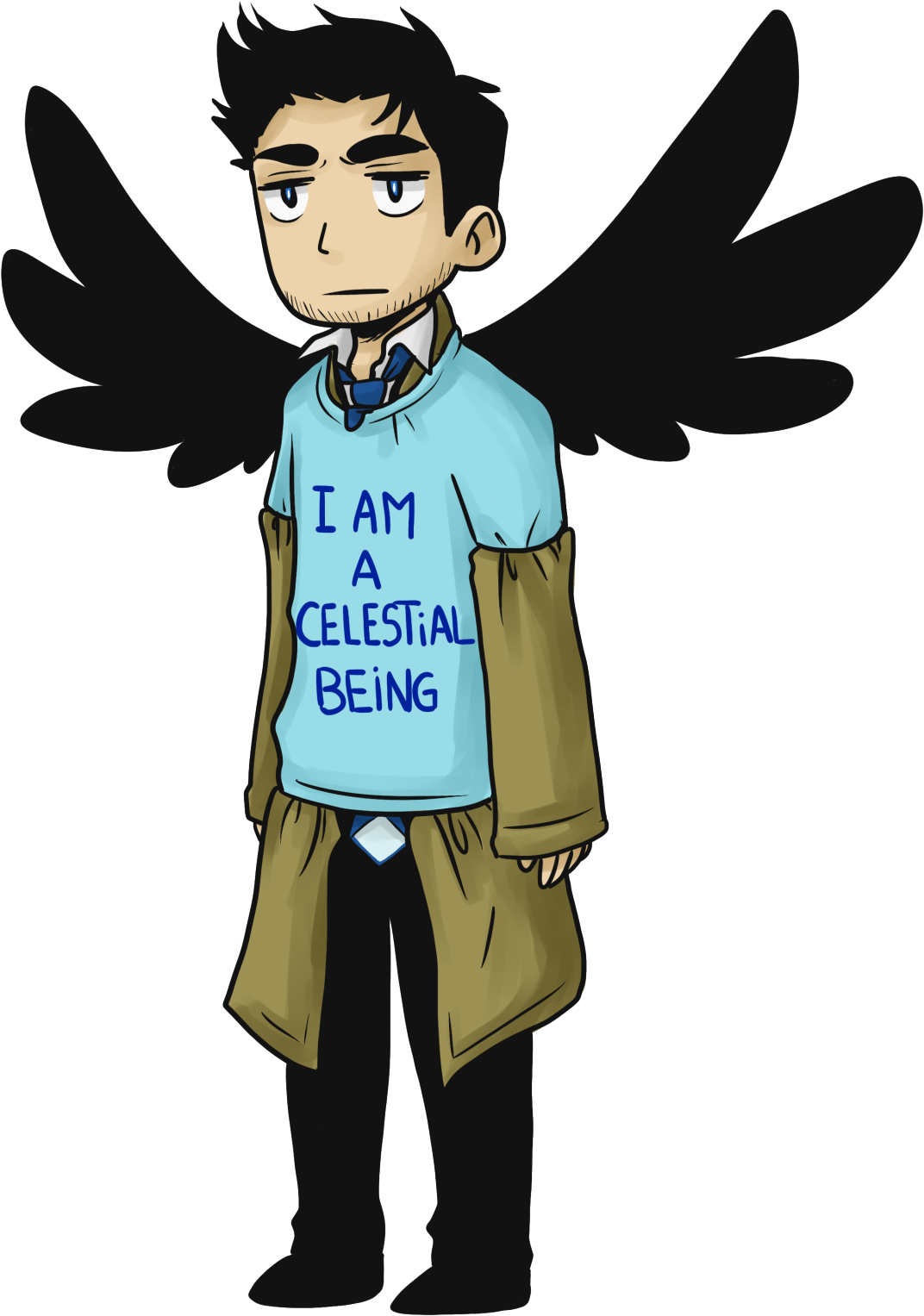 Funny Supernatural Castiel Dean Sam Winchester Hellredsky - Supernatural Funny Drawings (1280x1707), Png Download