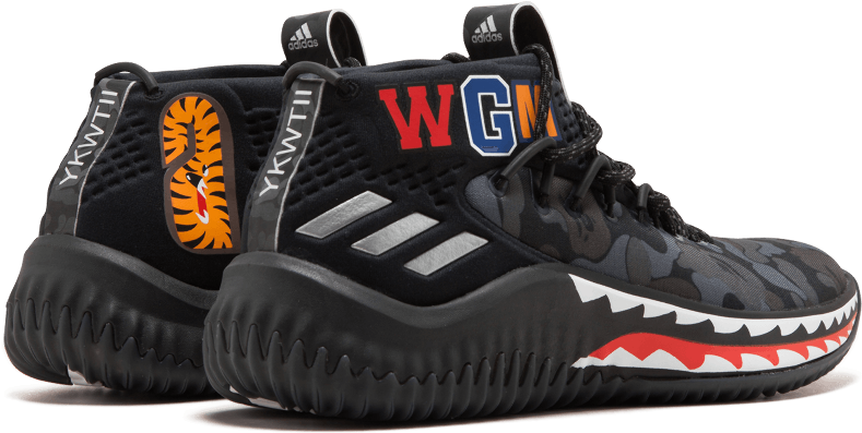 Adidas Dame4 Bape "bape/damian Lillard" (1000x600), Png Download