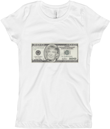 Donald Trump 100 Dollar Bill Girl's The Princess Tee - 100 Dollar Bill (600x600), Png Download