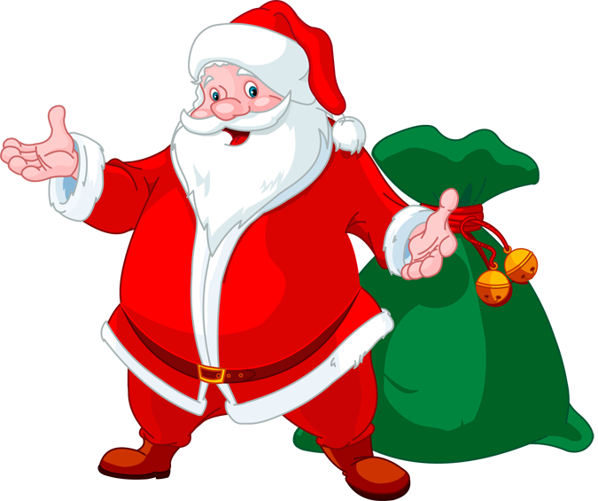 Happy Santa With Bag Of Toys - Santa Claus Rangoli Design (675x565), Png Download