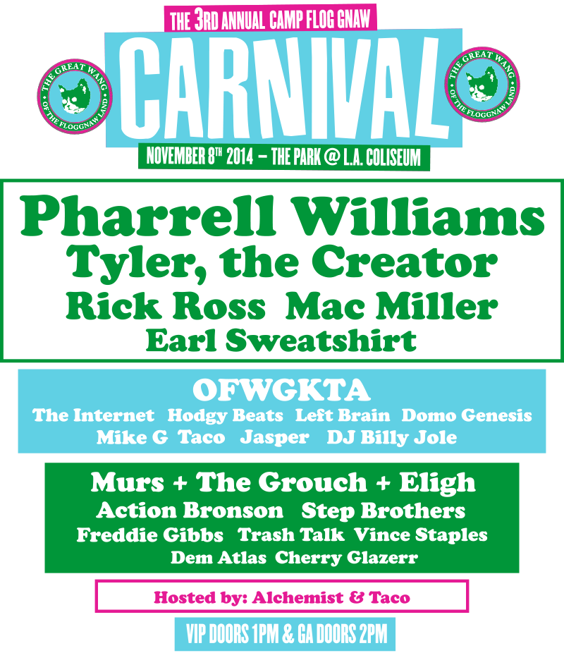 Odd Future Reveals Lineup For Camp Flog Gnaw Carnival - Odd Future Carnival 2017 (800x926), Png Download