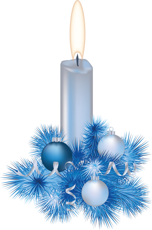 Candles Clipart Blue Candle - Blue Christmas Decorations Png (529x800), Png Download