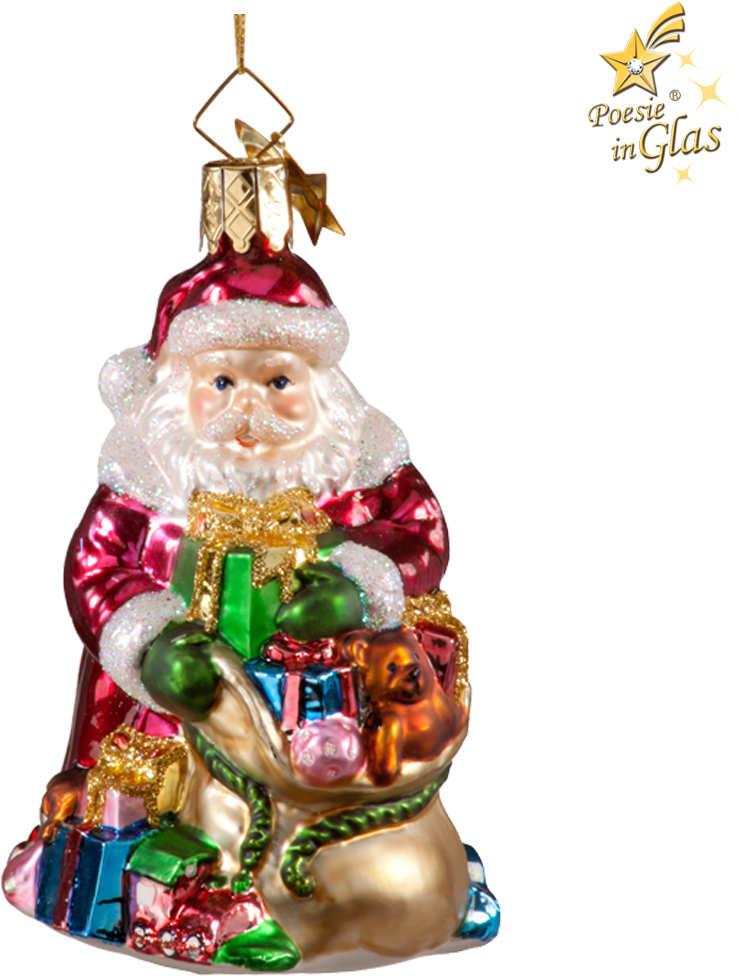 Santa Claus With Bag Of Presents - Christmas Tree (1000x1000), Png Download