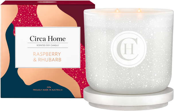 Circa Home 260g Raspberry And Rhubarb Christmas Candle - Circa Home Raspberry & Rhubarb 260g Classic Candle (832x750), Png Download