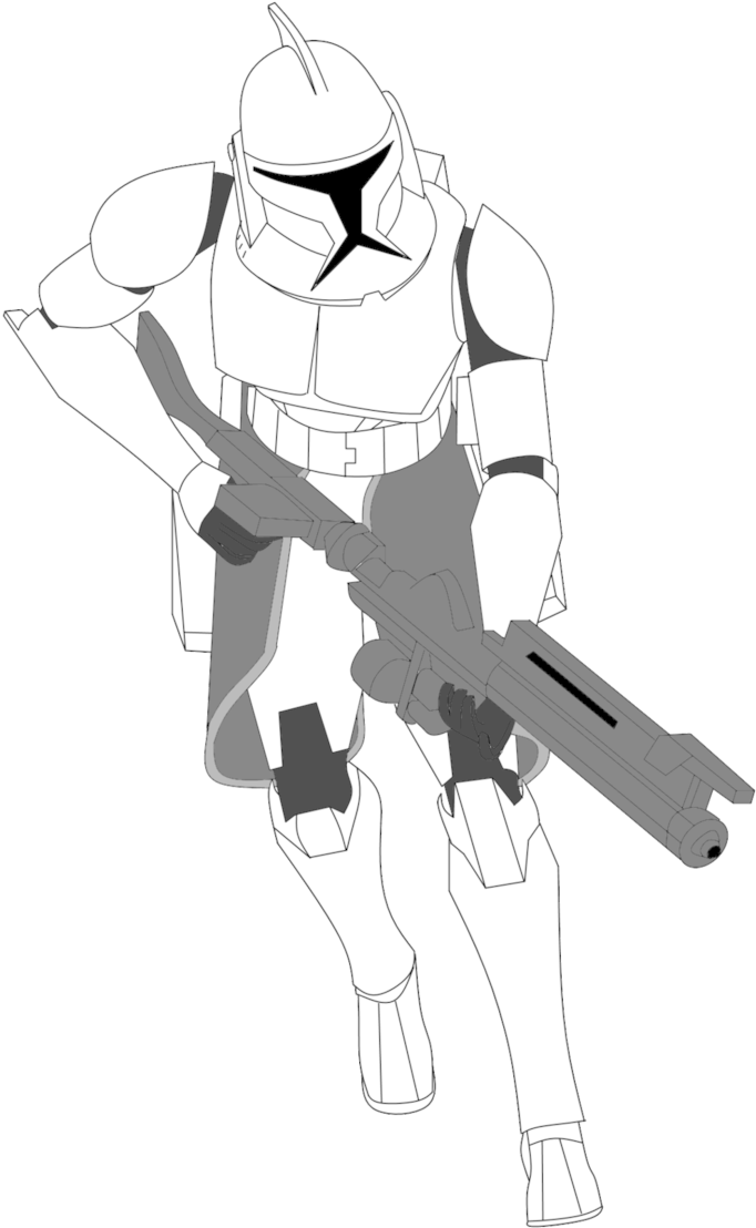 Clone Trooper With Kama And Dc - Clone Trooper Line Drawing (708x1129), Png Download