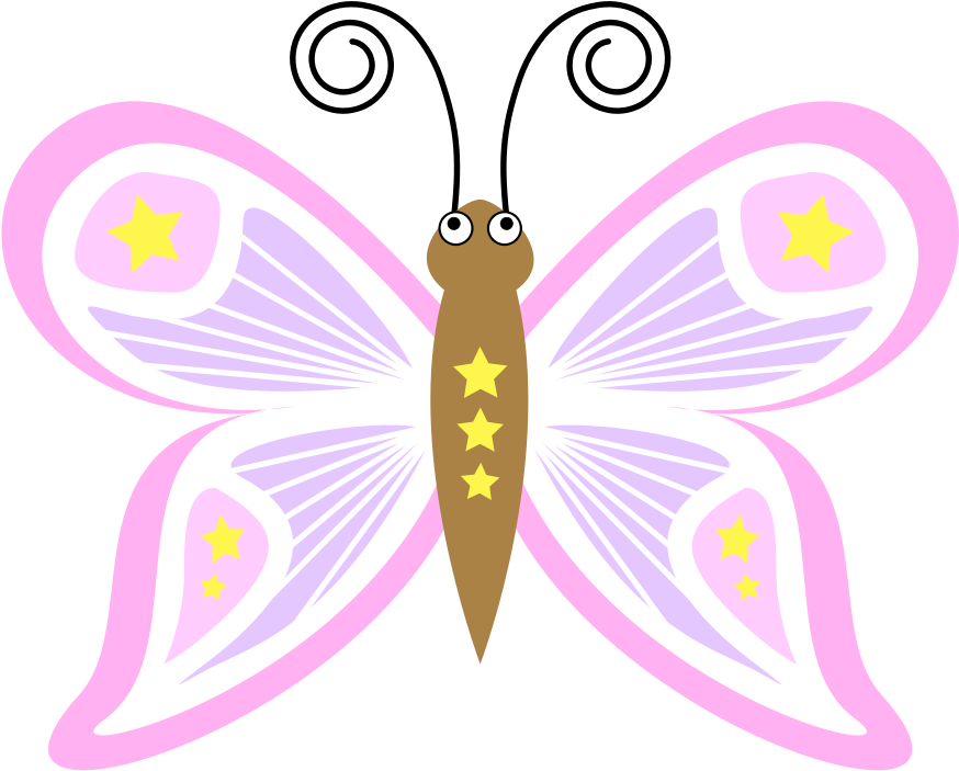 Pink And Purple Butterfly - Cartoon Butterfly (700x592), Png Download